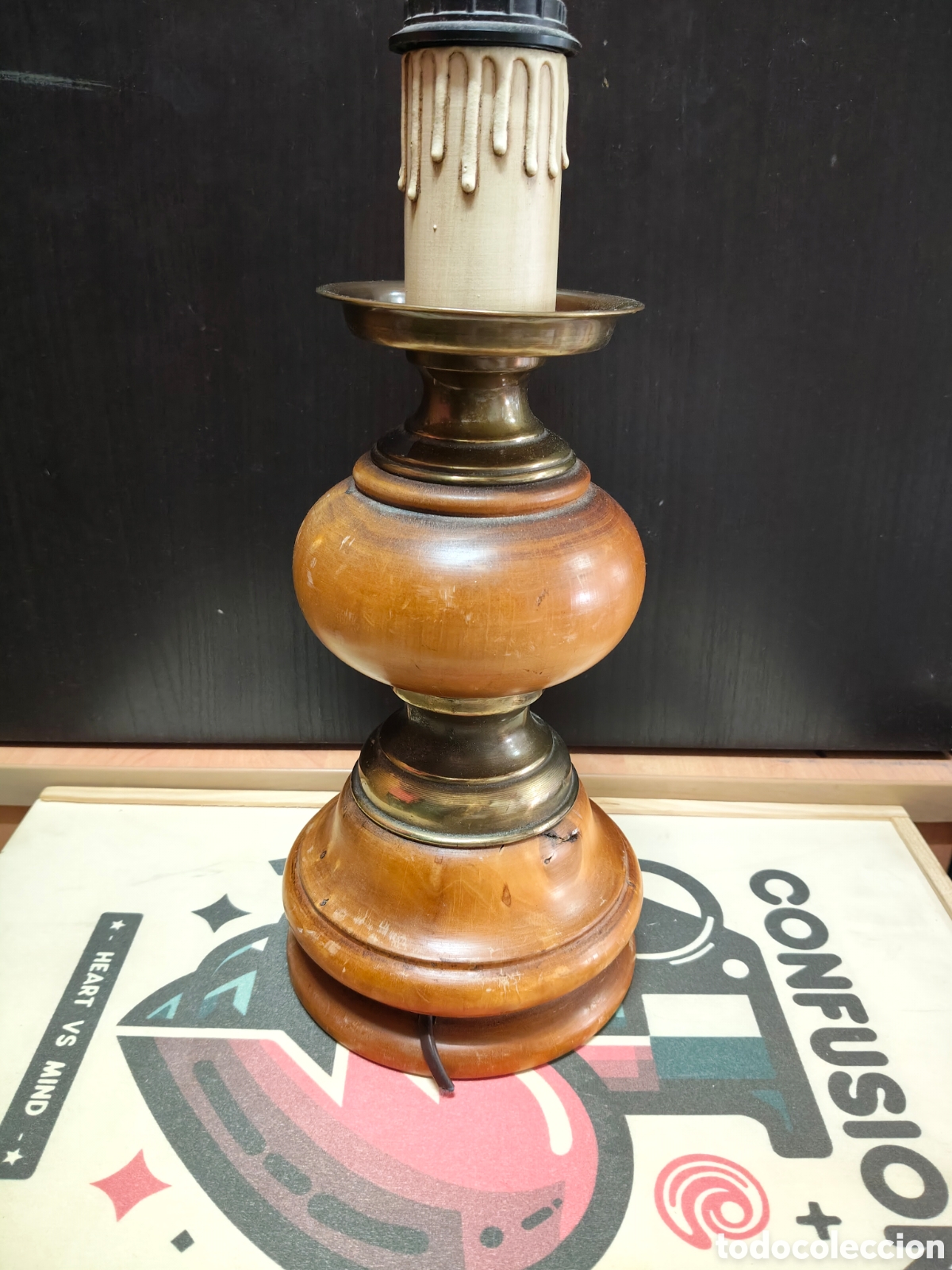 Antig&uuml;edades: Base lampara tipo vela 36 cm