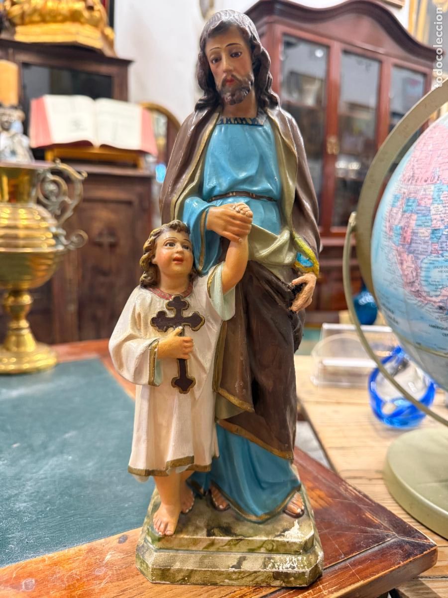 Antig&uuml;edades: ANTIGUO SAN JOSE ESCUELA OLOT - MEDIDA 32 CM - RELIGIOSO