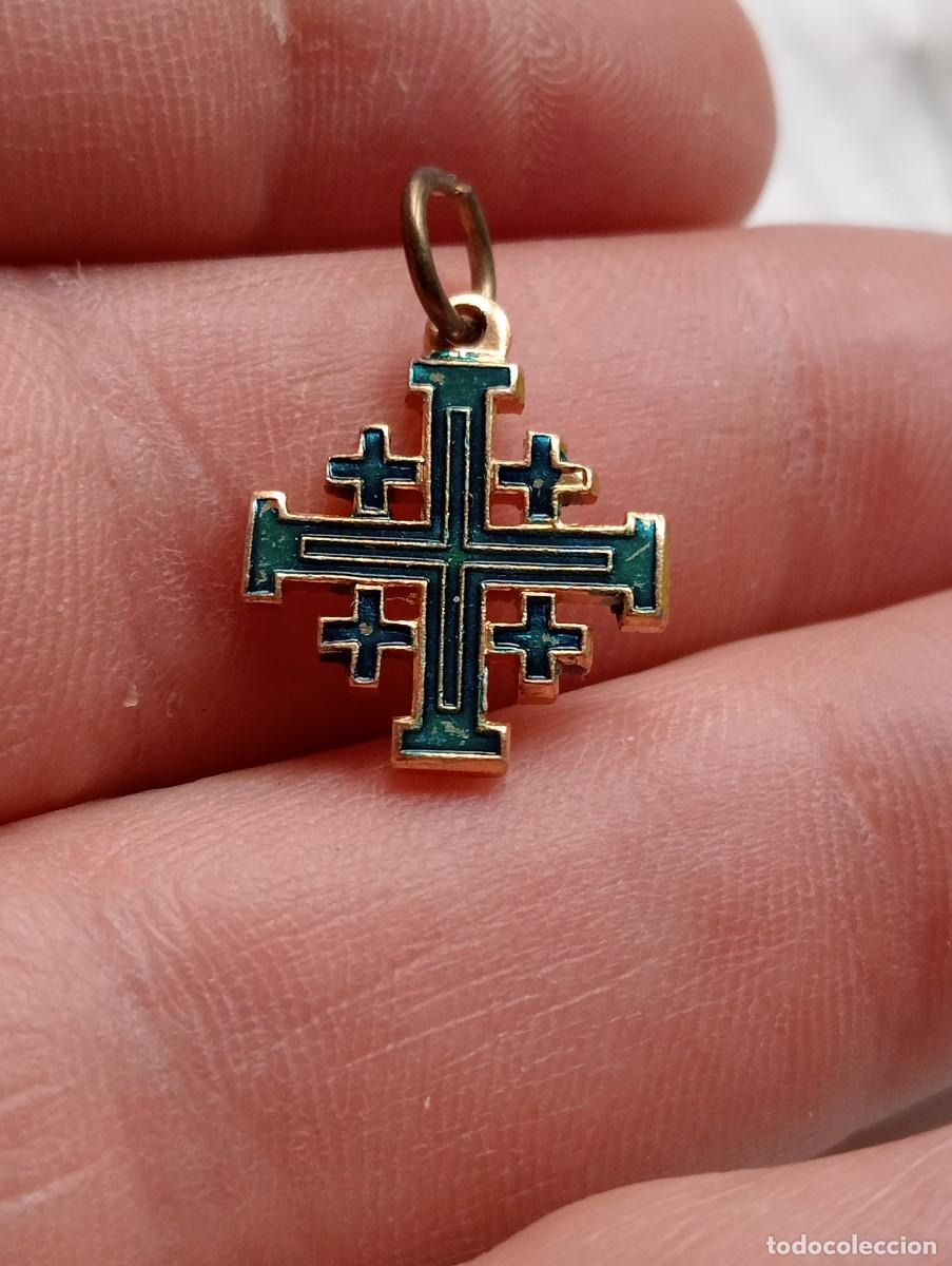 Antig&uuml;edades: MEDALLA CRUZ DE JERUSAL&Eacute;N COFRAD&Iacute;A CABALLEROS SANTO SEPULCRO COLOR VERDE JERUSALEM