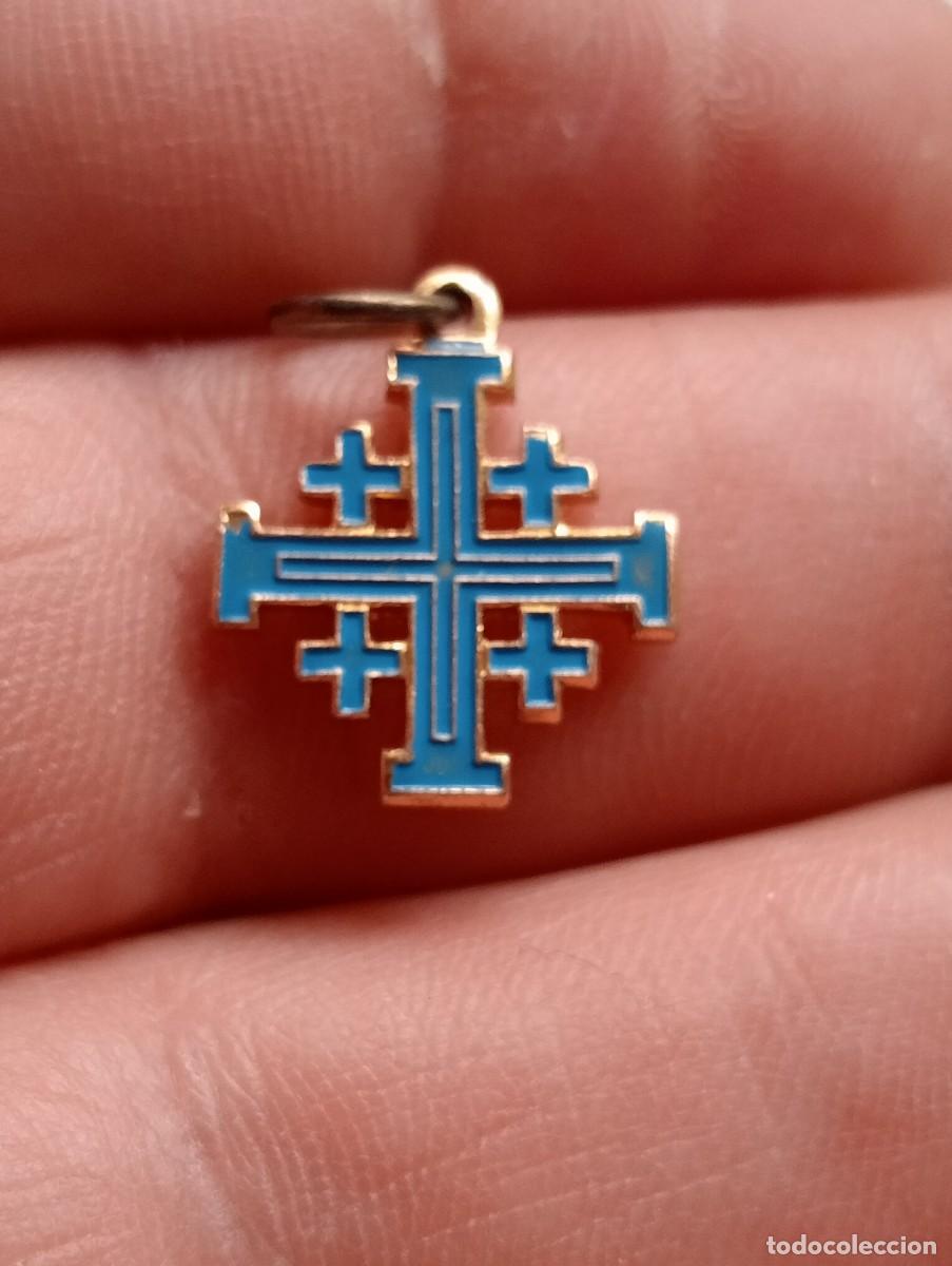 Antig&uuml;edades: MEDALLA CRUZ DE JERUSAL&Eacute;N COFRAD&Iacute;A CABALLEROS SANTO SEPULCRO COLOR AZUL JERUSALEM