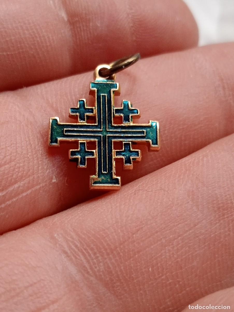 Antig&uuml;edades: MEDALLA CRUZ DE JERUSAL&Eacute;N COFRAD&Iacute;A CABALLEROS SANTO SEPULCRO COLOR VERDE JERUSALEM