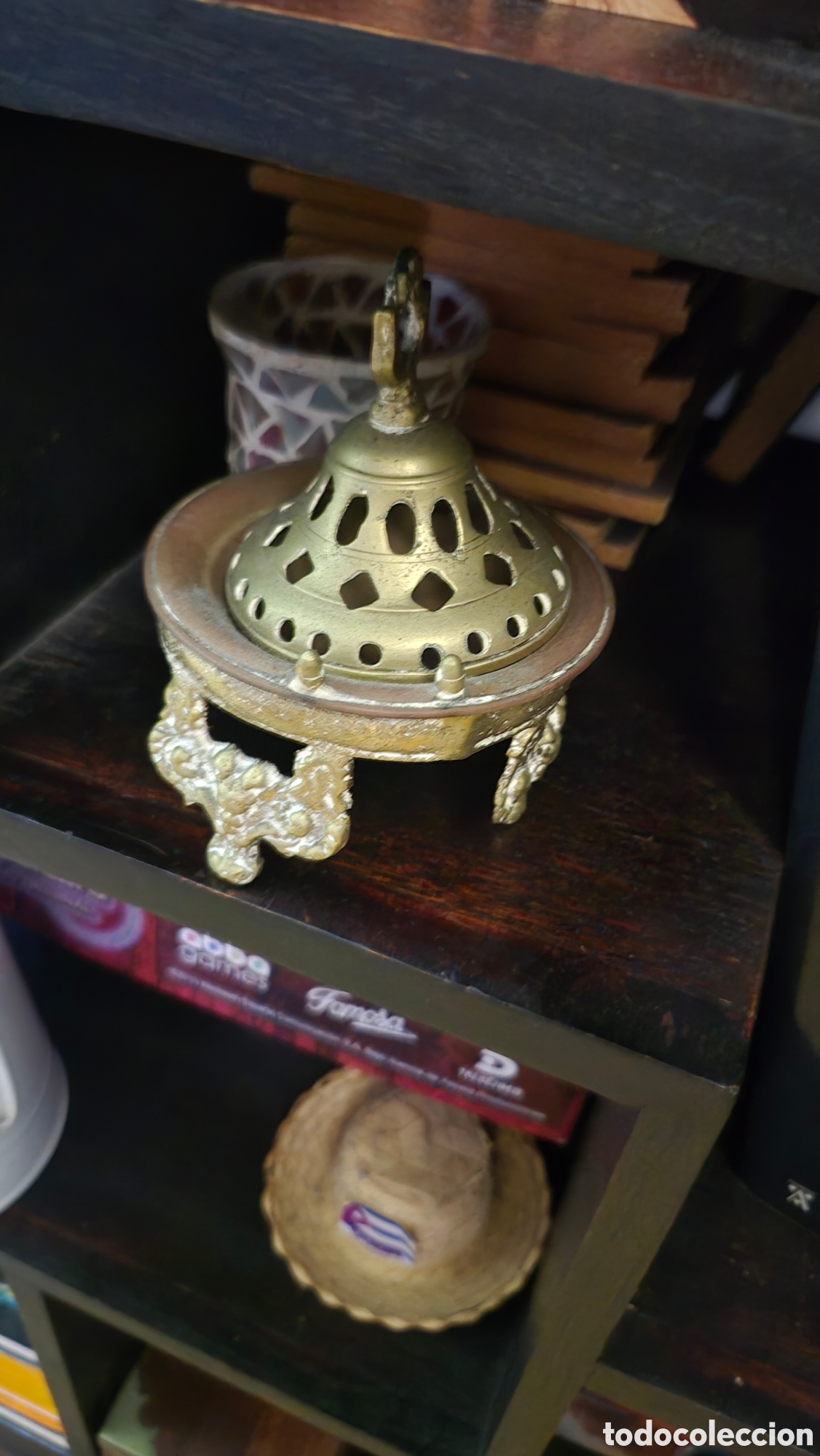 Antiques: Incensario antiguo de lat&oacute;n