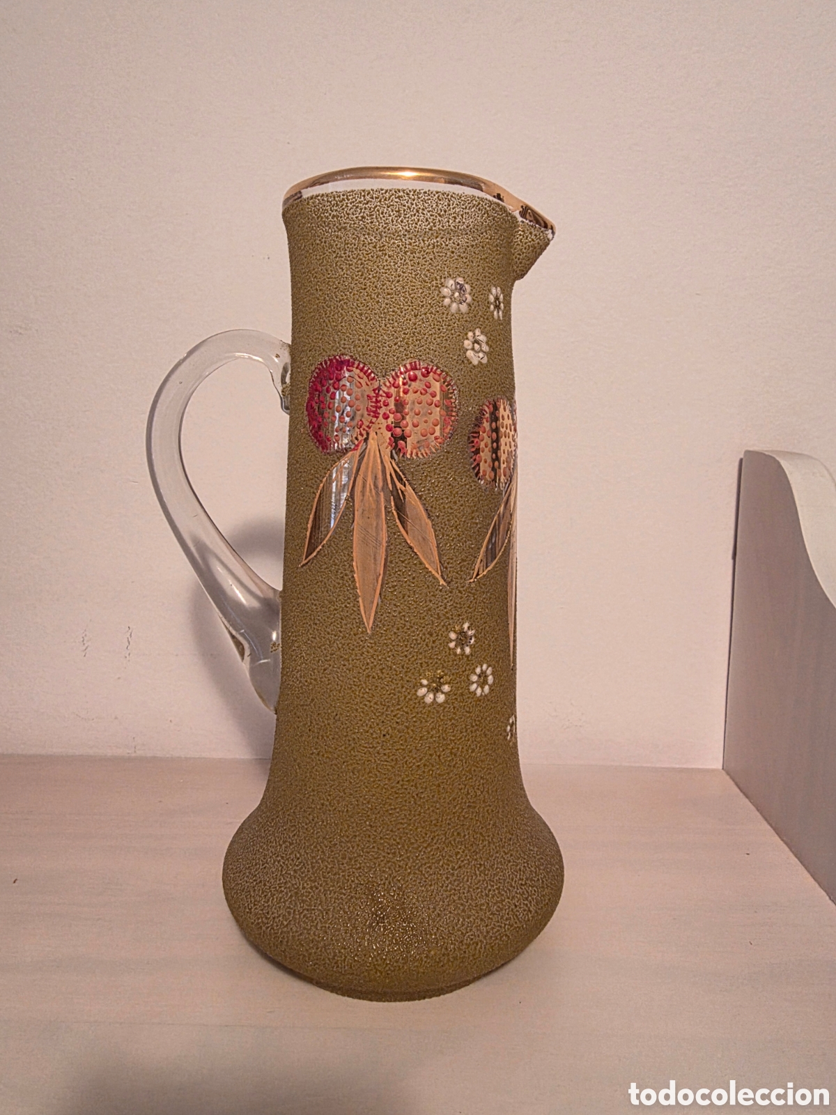 Antig&uuml;edades: Jarra de agua o refresco de &eacute;poca Modernista (Art Nouveau), original de principios del siglo XX (cir