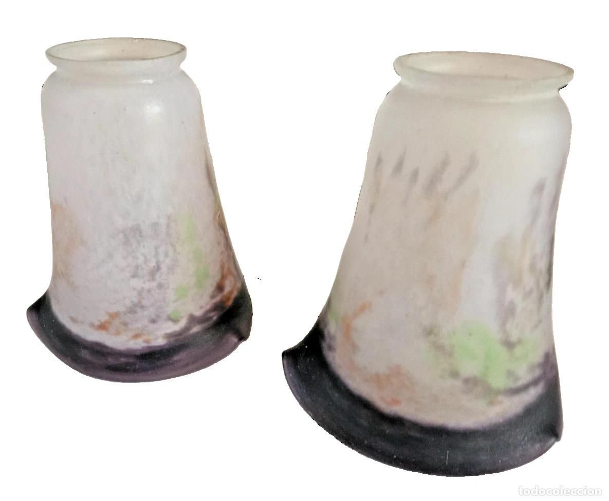 Antig&uuml;edades: ART NOUVEAU 2 TULIPES MARMOREEN EN PATE DE VERRE DE FORME EVASEE