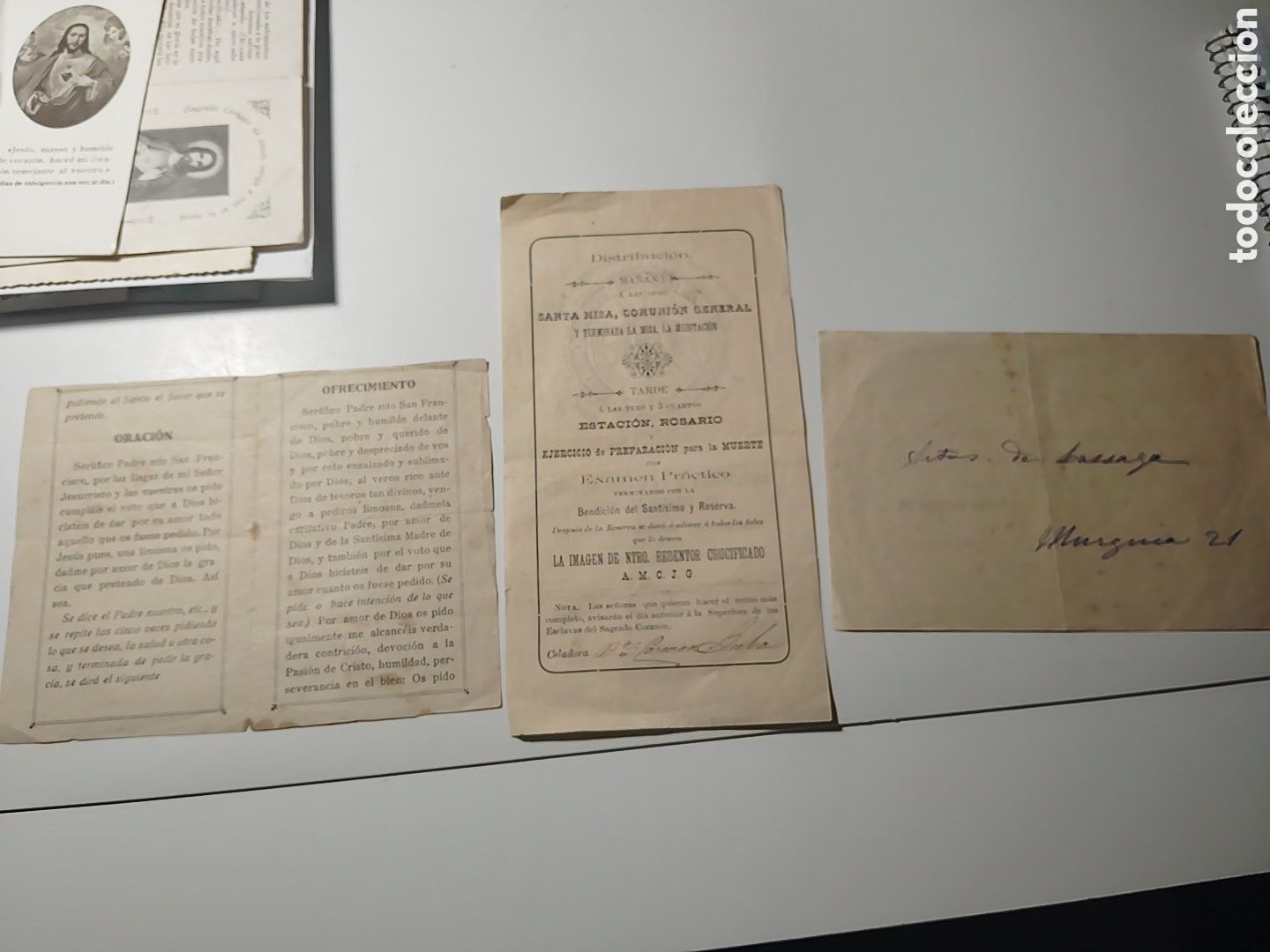 Antig&uuml;edades: C&aacute;diz. Tres documentos religiosos de principios del S. XX. Familia Lazaga