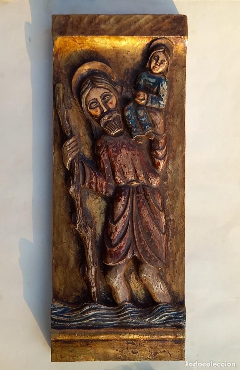Antig&uuml;edades: RELIEVE MADERA TALLADA SAN CRIST&Oacute;BAL.