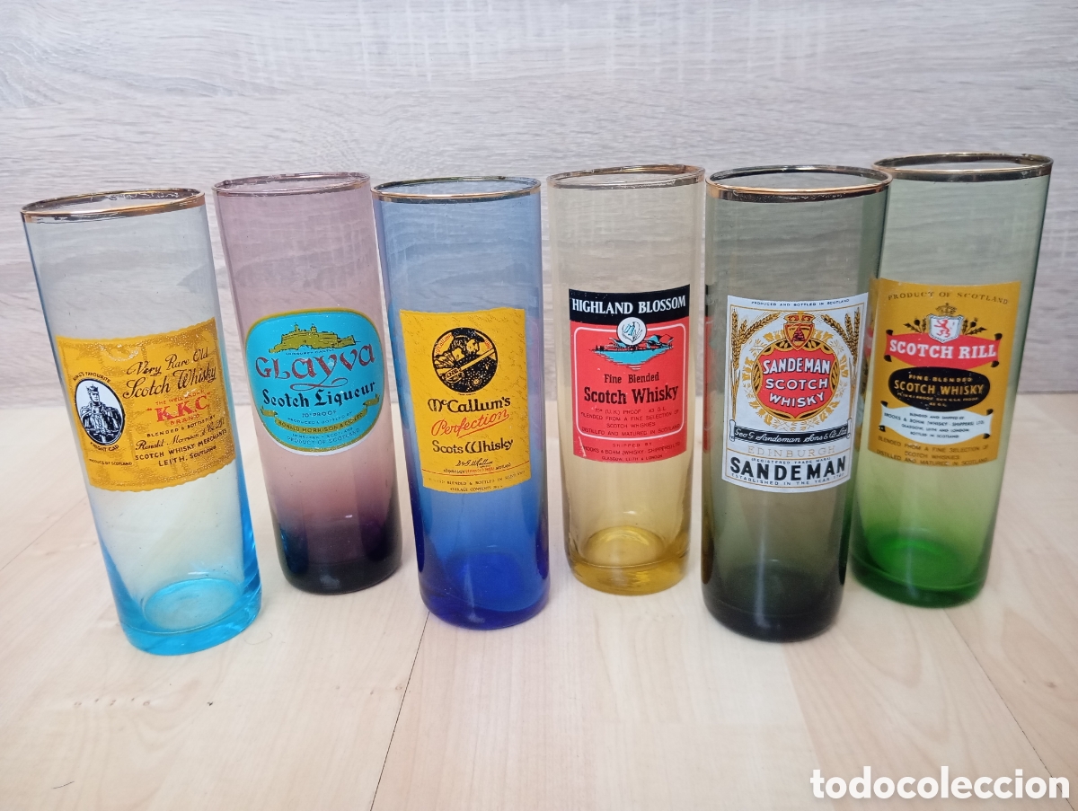 Antig&uuml;edades: Juego de 6 vasos de Whisky vintage