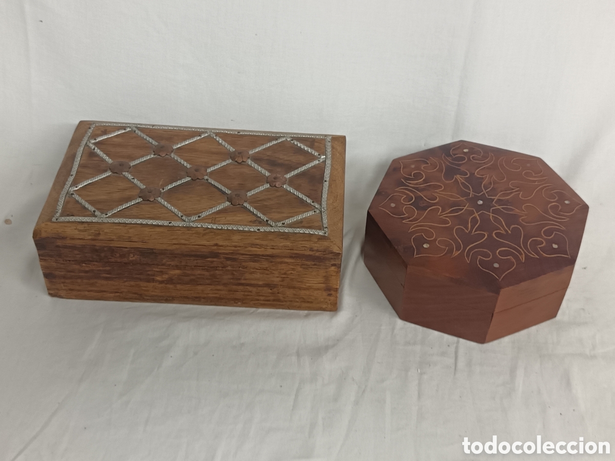 Antiquit&auml;ten: X 2 CAJAS DE MADERA ARTESANALES, BUEN ESTADO