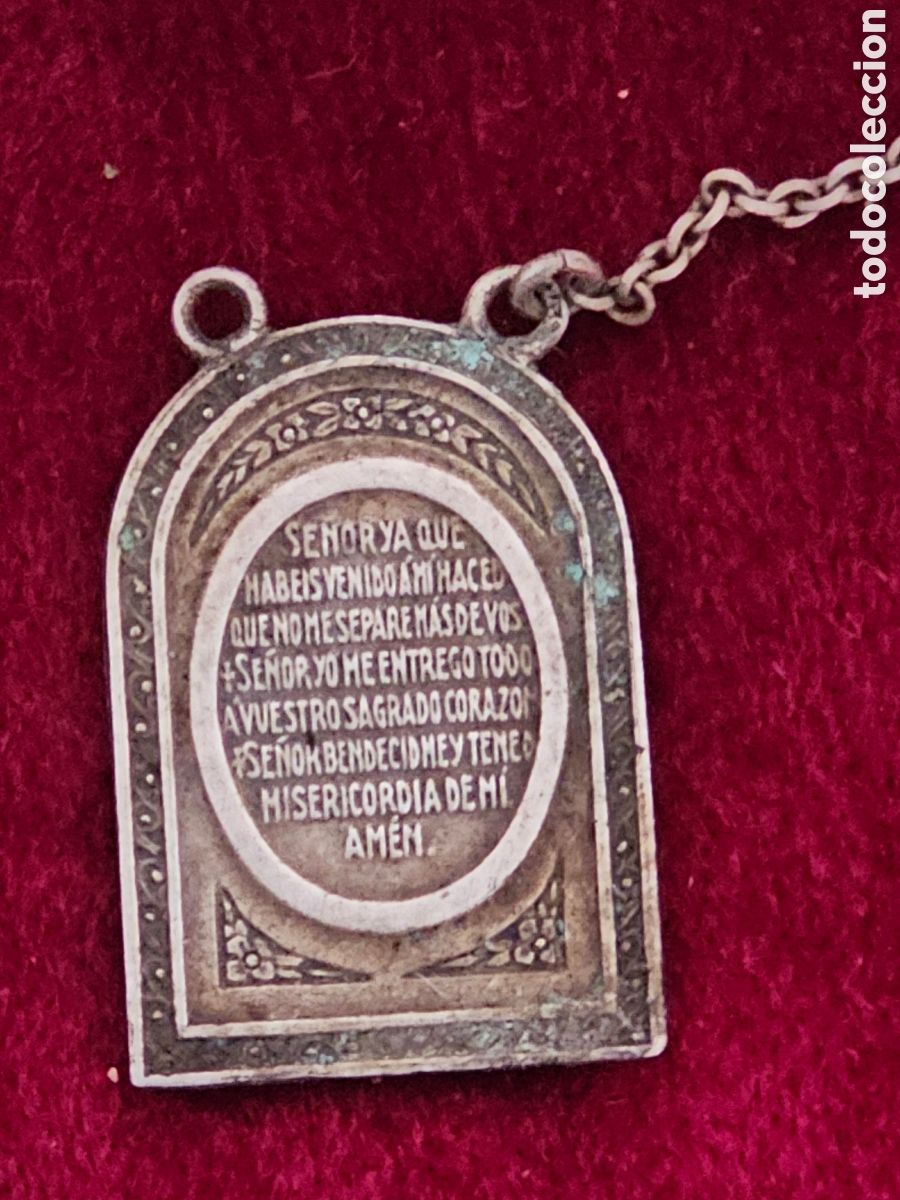 Antiques: Antiguo Escapulario / Medalla Devocional del Sagrado Coraz&oacute;n de Jes&uacute;s (Principios del S. XX)