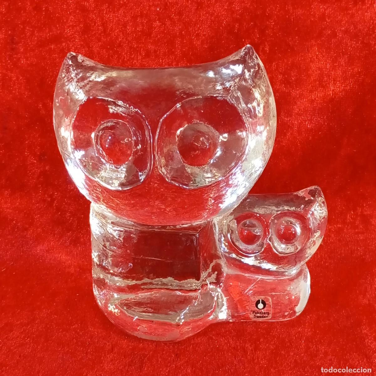 Antig&uuml;edades: ESCULTURA DE B&Uacute;HOS DE CRISTAL TRANSPARANTE - SUECIA - CRITALER&Iacute;A PUKEBERG - 1970'S - 10,5 CM ALTO