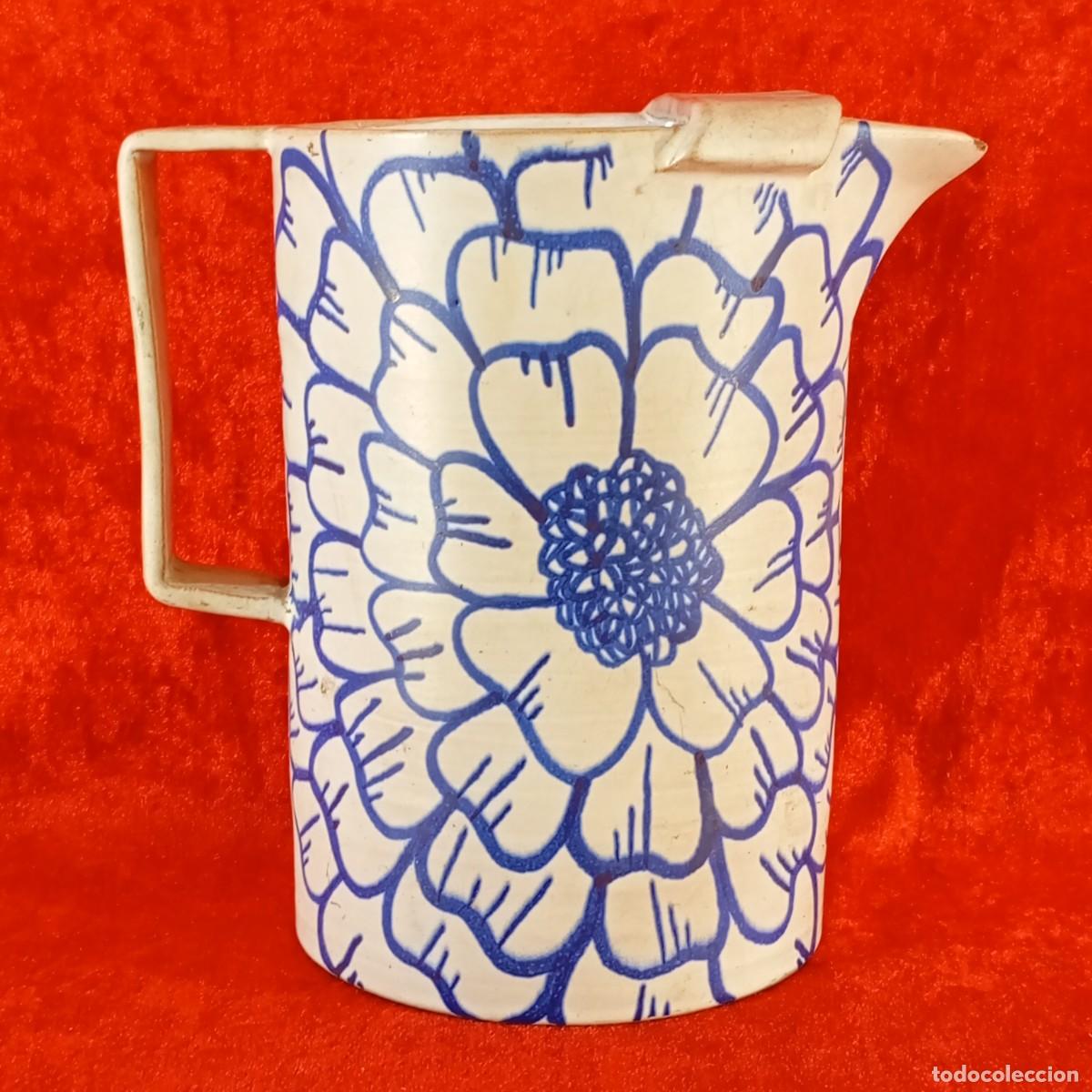 Antig&uuml;edades: JARRA CIL&Iacute;NDRICA VINTAGE - FABRICADA EN CER&Aacute;MICA - DISE&Ntilde;O PINTADO A MANO - SIGLO XX - 18,5 CM ALTO