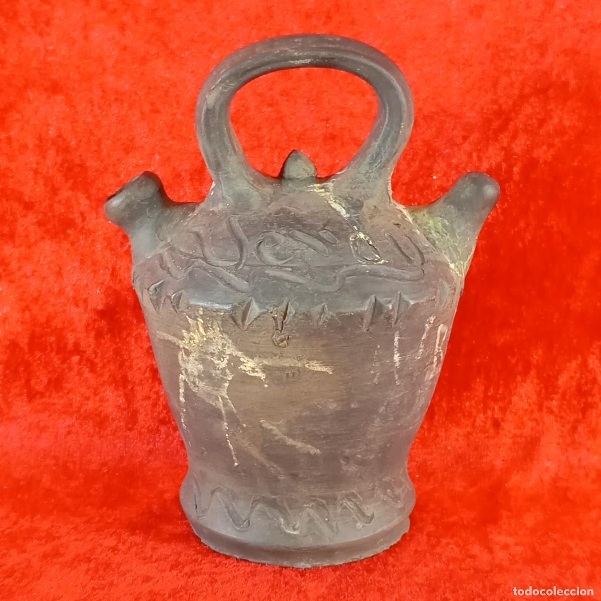 Antig&uuml;edades: BOTIGO ARTESANAL VINTAGE - CER&Aacute;MICA NEGRA TRADICIONAL - VERD&Uacute;, LLEIDA - 17,5 CM DE ALTO