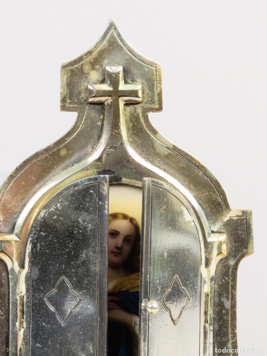 Antig&uuml;edades: Benditera devocional metal Inmaculada 1900 Francia - Foto 6
