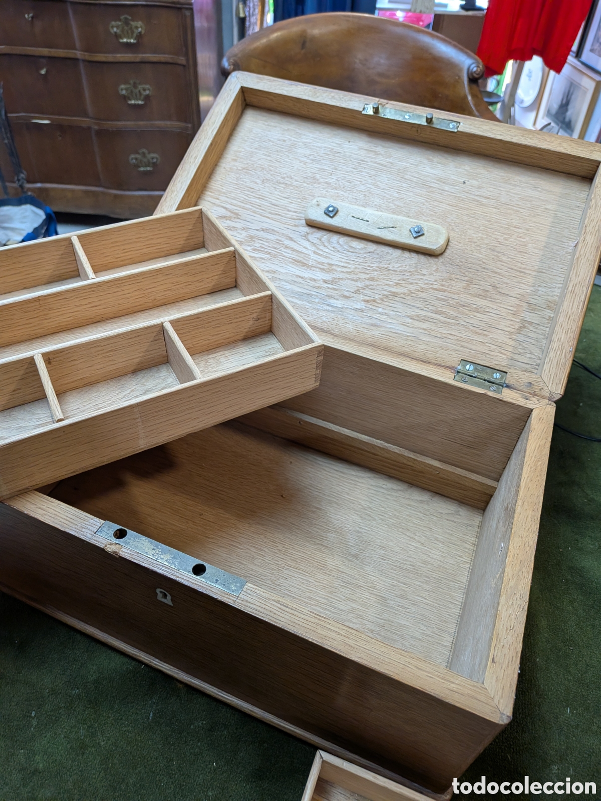 Antig&uuml;edades: caja costurero o joyero en madera de cedro. REF-4720 - Foto 6