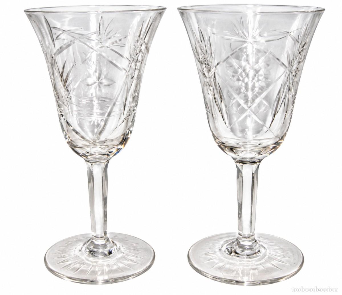 Antig&uuml;edades: Pareja de copas antiguas de cristal tallado &middot; ca. 1900&ndash;1930