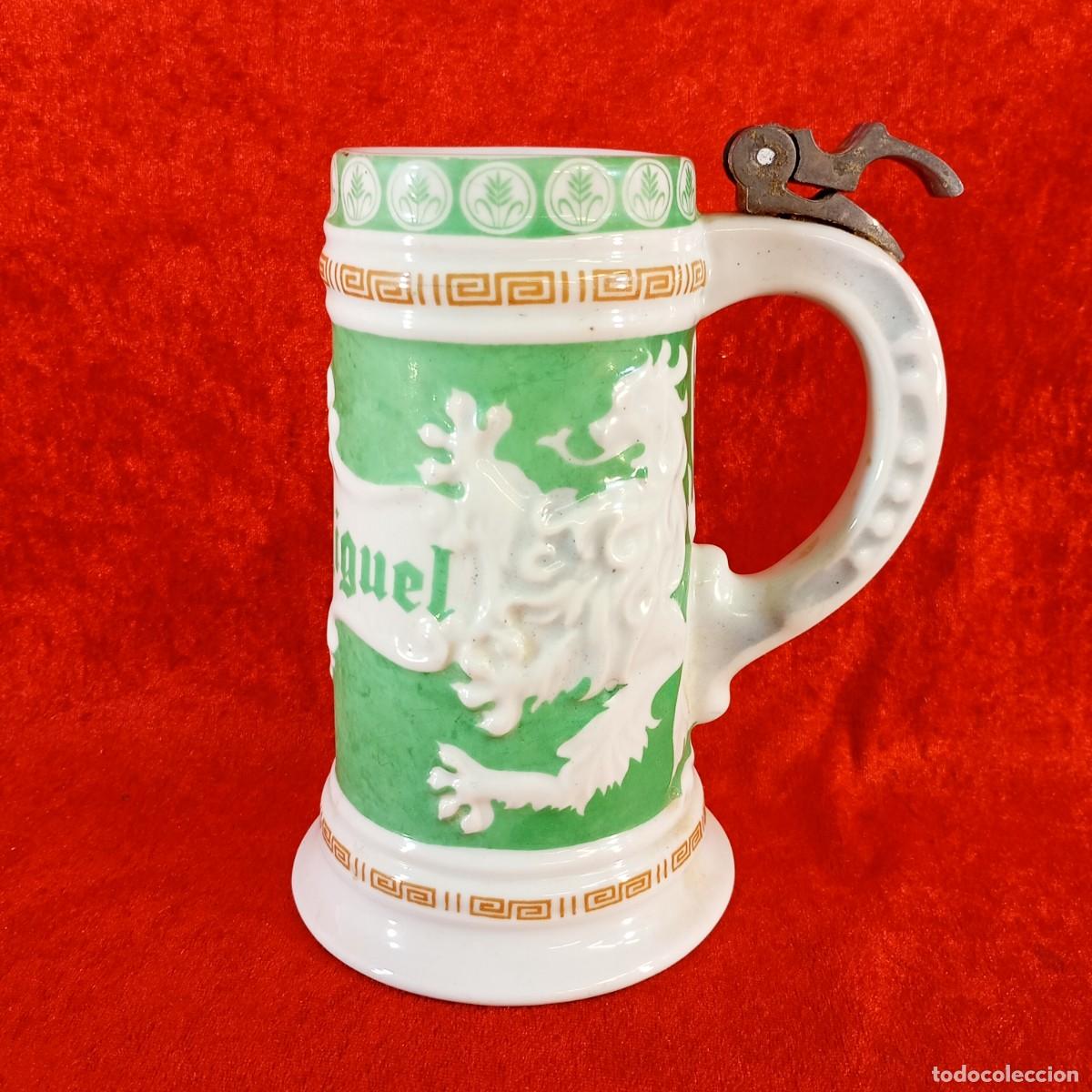 Antig&uuml;edades: ANTIGUA JARRA - HECHA EN CER&Aacute;MICA - CERVEZAS SAN MIGUEL - PORCELANA ARGAL - A&Ntilde;OS 70'S - 17 CM ALTURA