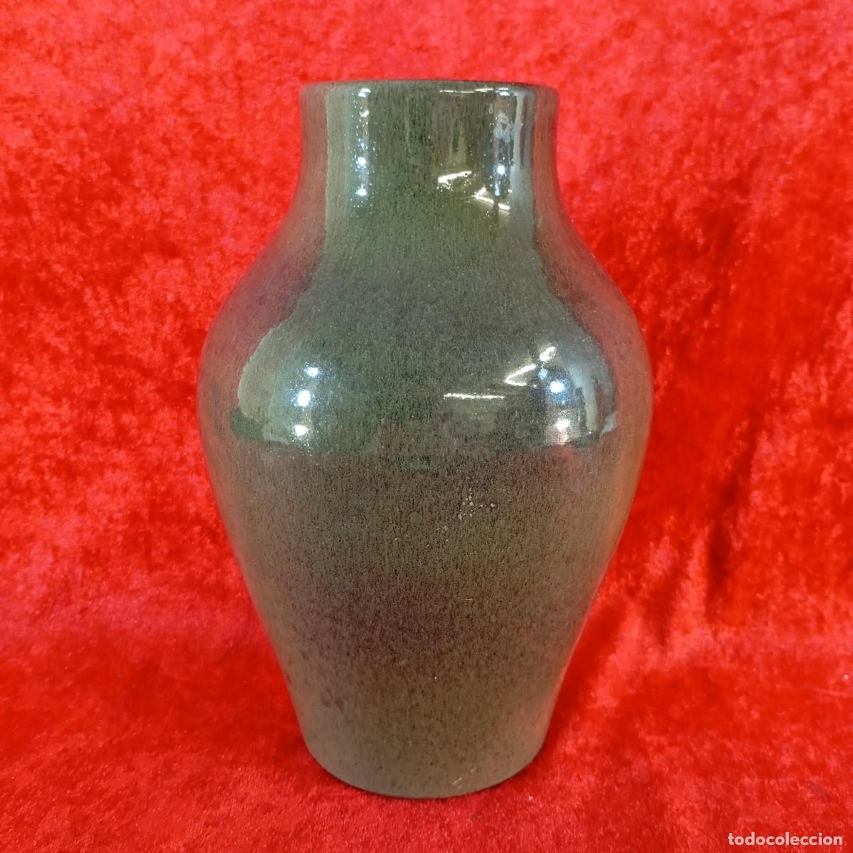 Antig&uuml;edades: JARR&Oacute;N VINTAGE VERDE - ESTILO ARTESANAL - CER&Aacute;MICA TRADICIONAL - SIGLO XX - 20 CM DE ALTURA