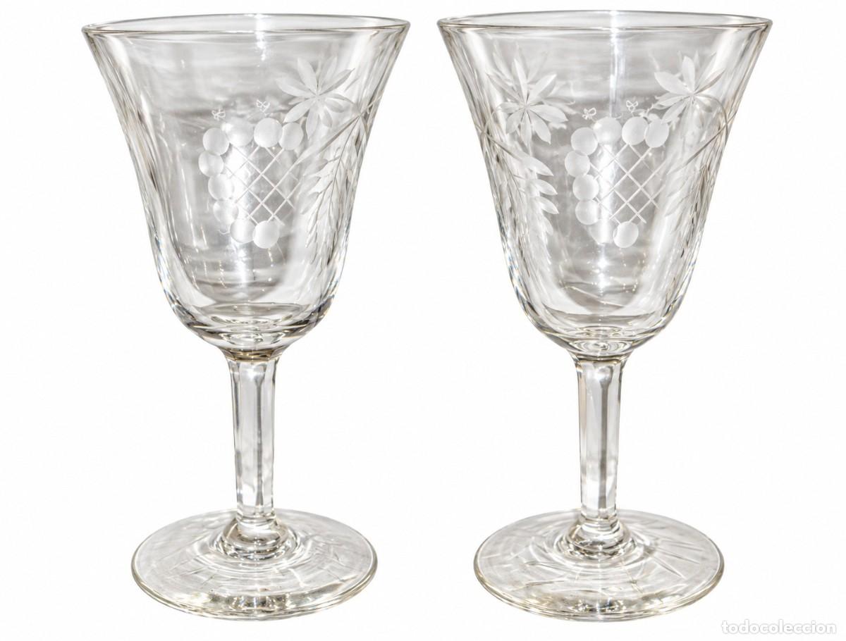 Antig&uuml;edades: Pareja de copas antiguas de cristal tallado &middot; ca. 1900&ndash;1930