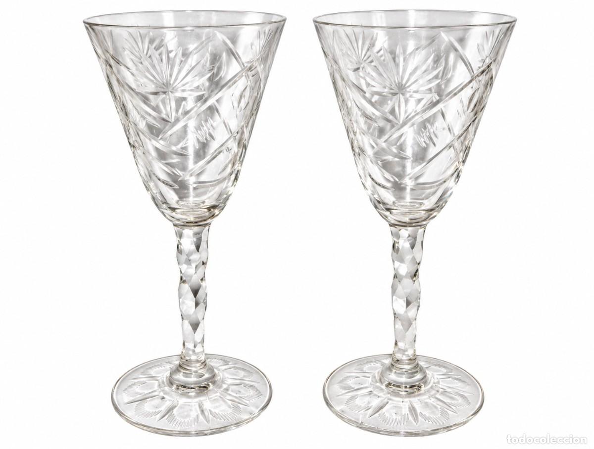 Antig&uuml;edades: Pareja de copas antiguas de cristal tallado &middot; ca. 1900&ndash;1930