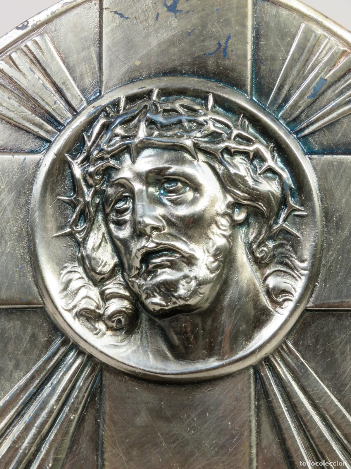 Antig&uuml;edades: Benditera devocional metal Ecce Homo 1920 Francia - Foto 2