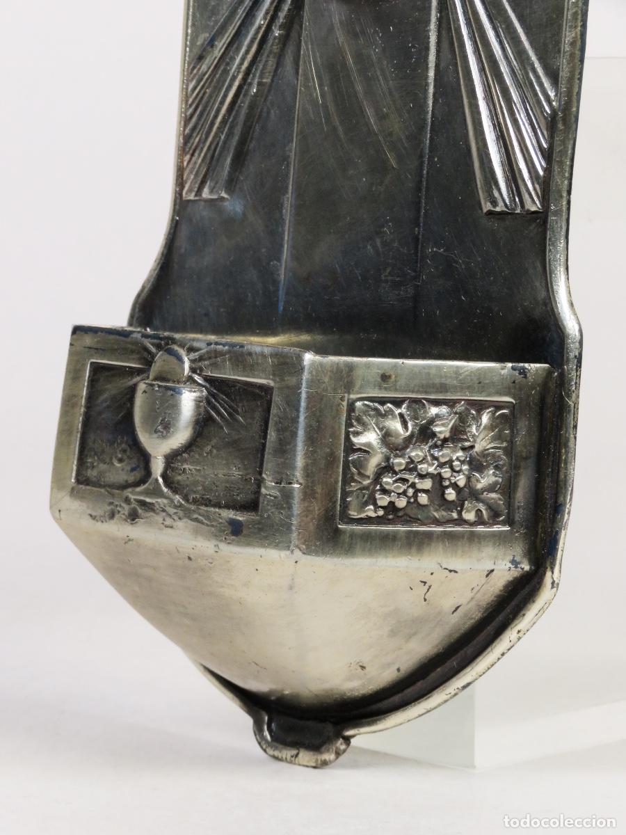 Antig&uuml;edades: Benditera devocional metal Ecce Homo 1920 Francia - Foto 5