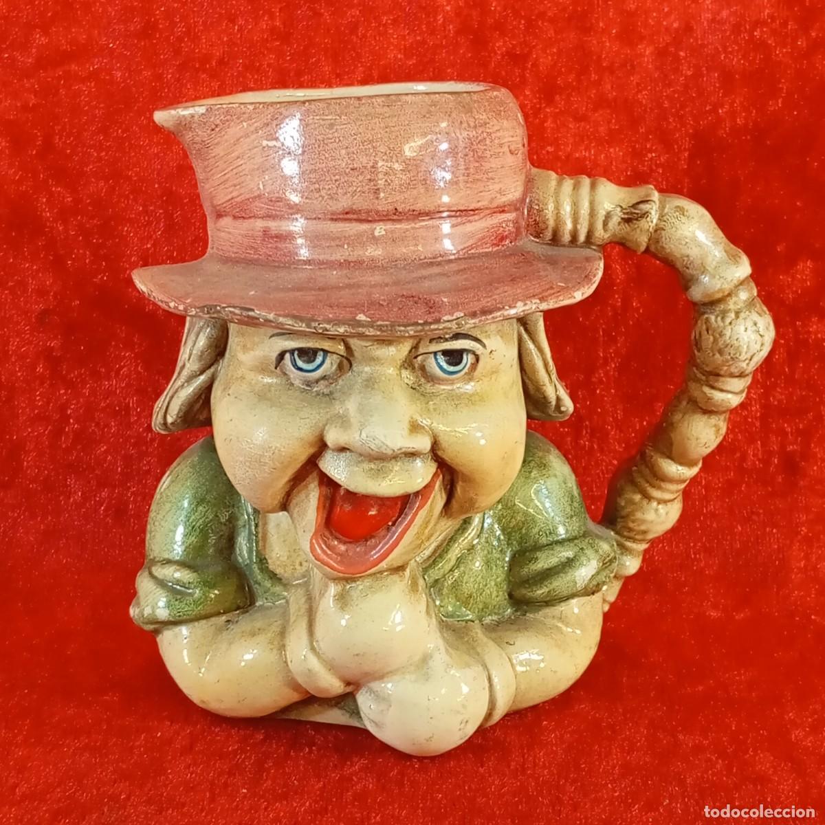 Antig&uuml;edades: TAZA DE CER&Aacute;MICA VINTAGE - PINTADA A MANO - CARICATURA - ESTILO TOBY - SIGLO XX - 10 CM ALTO