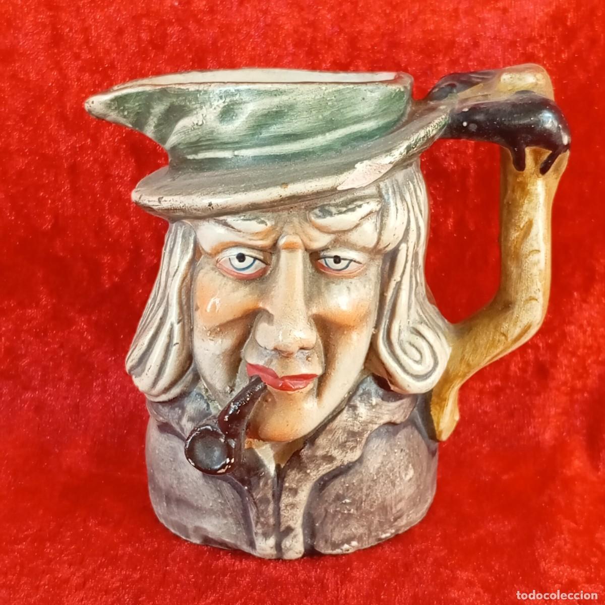 Antig&uuml;edades: JARRA DE CER&Aacute;MICA VINTAGE - PINTADA A MANO - HOMBRE FUMANDO - ESTILO TOBY - SIGLO XX - 10 CM ALTO