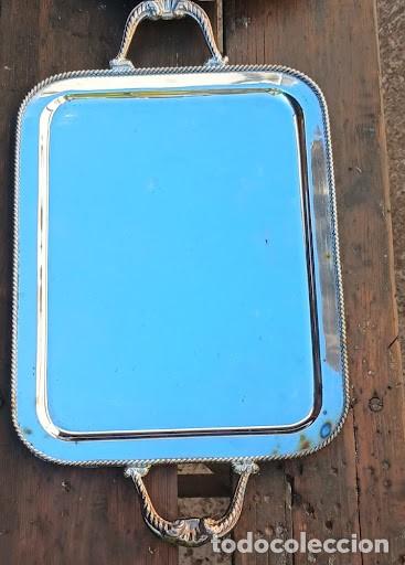 Antig&uuml;edades: Lote de 4 Bandejas Antiguas de Metal Plateado / Alpaca (Orfebrer&iacute;a Vintage)