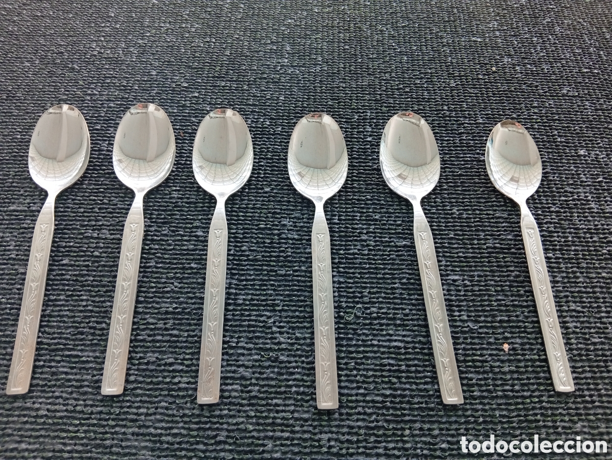 Antig&uuml;edades: 6 cucharas vintage Magefesa INOX - Rosas &iexcl;NUEVAS! Desde 0,01&euro;