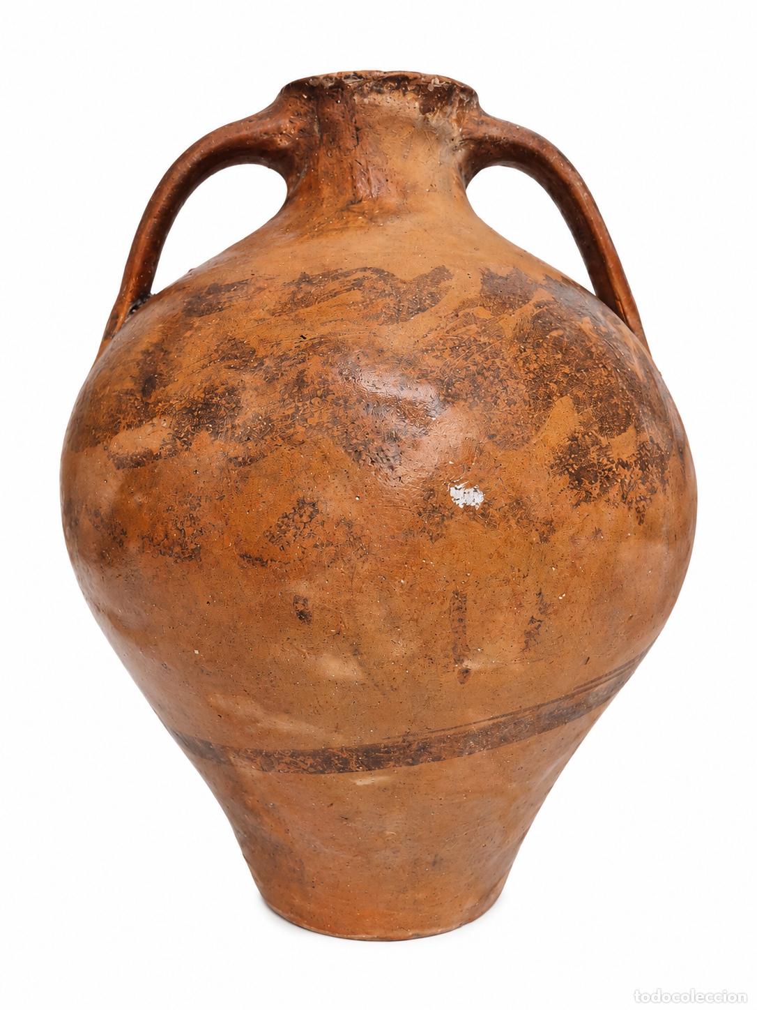 Antig&uuml;edades: C&aacute;ntara, Cer&aacute;mica de Calanda, Teruel (Arag&oacute;n) - Tinaja, Jarra - Altura 42 cm - S.XIX -Muy Decorativa
