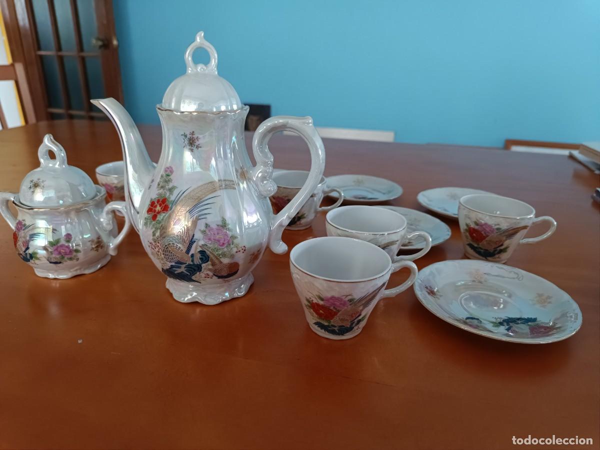 Antig&uuml;edades: TRADICIONAL JUEGO DE T&Eacute; O CAF&Eacute; JAPONES. JARRA, AZUCARERO, 6 TAZAS 6 PLATOS. PORCELANA ORIENTAL JAPON