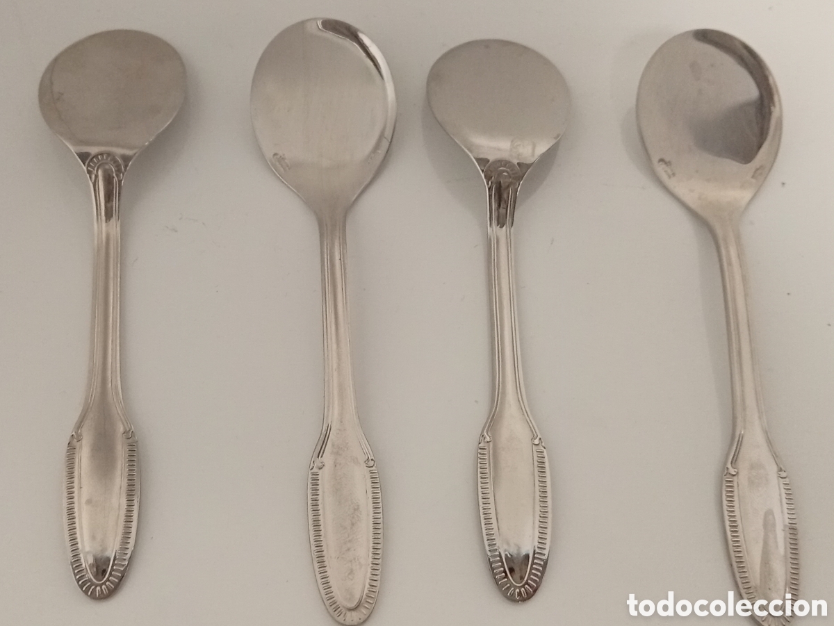 Antig&uuml;edades: .SET DE 4 CUCHARAS PARA BEBE DE JEAN COUZON - Foto 4