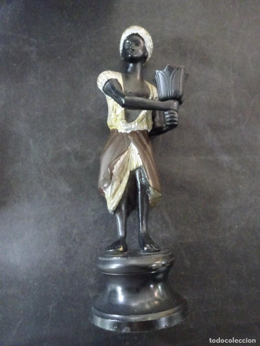 Antig&uuml;edades: CANDELABRO ESCULTURA EN BRONCE DE FIGURA ETNICA ESTILO BLACKAMOOR TECXX 557