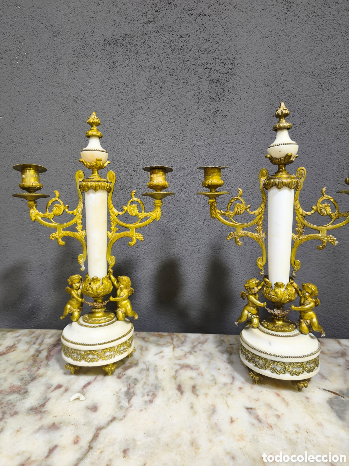 Antig&uuml;edades: Pareja de candelabros Luis XVI - Foto 1