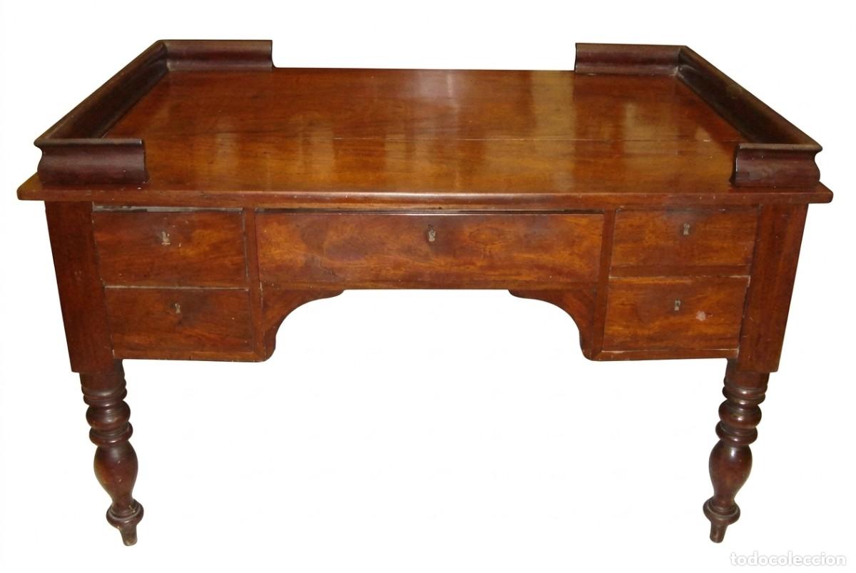 Oggetti Antichi: Mesa de despacho isabelina &middot; Caoba maciza &middot; ca. 1860&ndash;1880