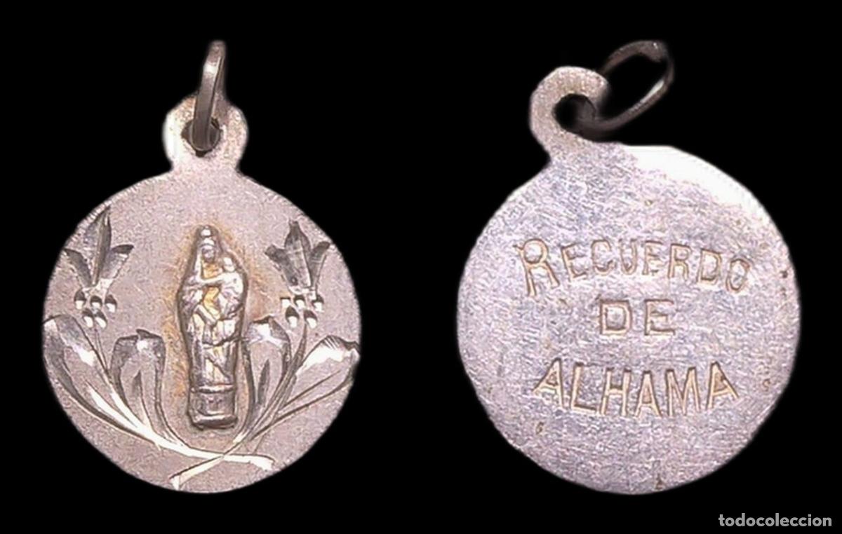 Antig&uuml;edades: MEDALLA RELIGIOSA ALHAMA DE ARAG&Oacute;N VIRGEN DEL PILAR RECUERDO DE ALHAMA PLATA