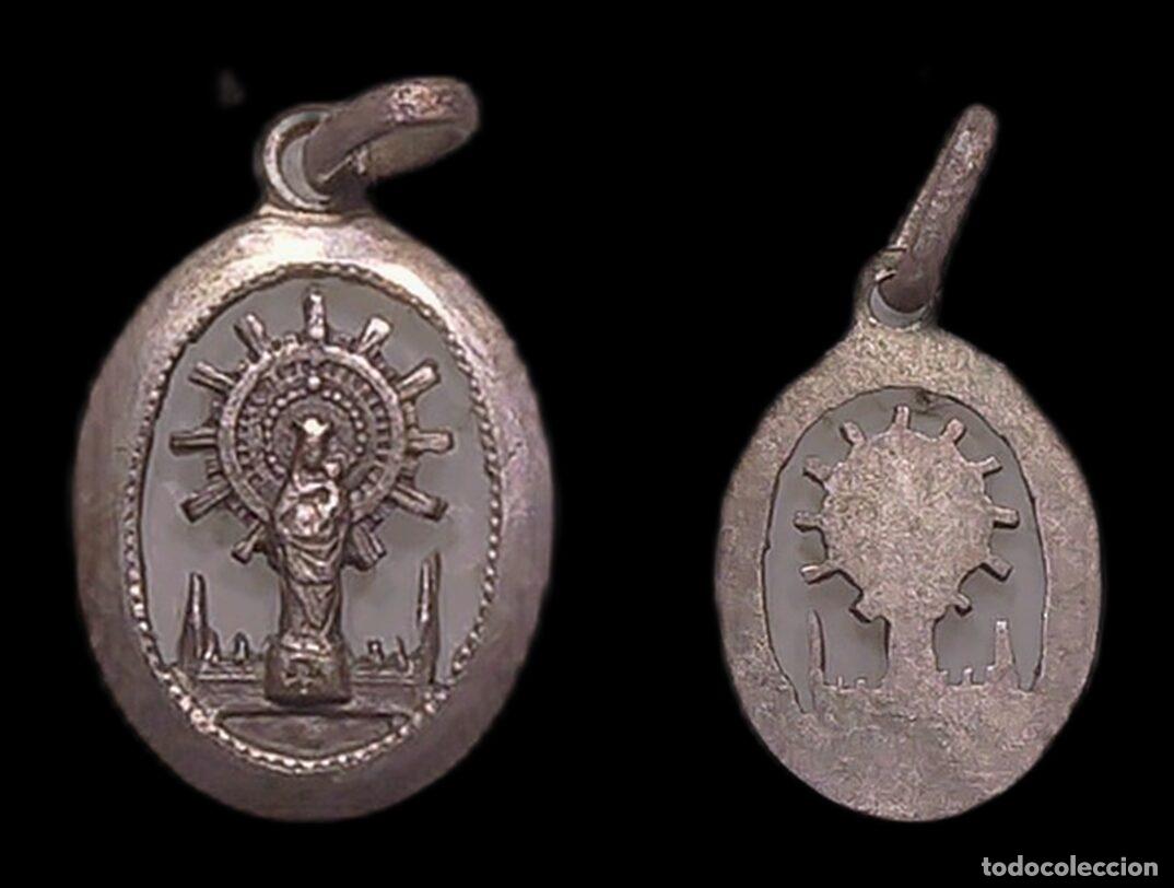 Antig&uuml;edades: MEDALLA RELIGIOSA ZARAGOZA VIRGEN DEL PILAR MEDALLA CALADA PLATA
