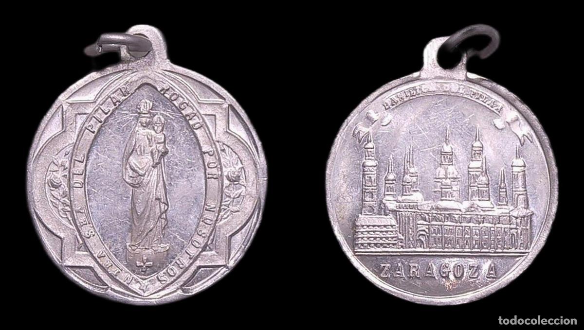 Antig&uuml;edades: MEDALLA RELIGIOSA ZARAGOZA VIRGEN DEL PILAR BASILICA DEL PILAR ALUMINIO