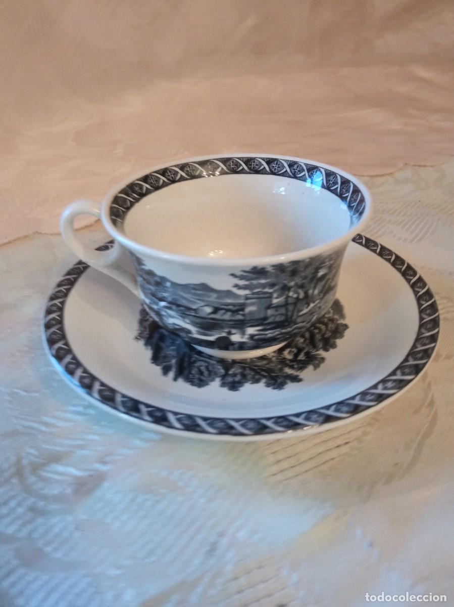 Antig&uuml;edades: Antiguo solitario de t&eacute; de porcelana Wedgwood Etruria England, negro.