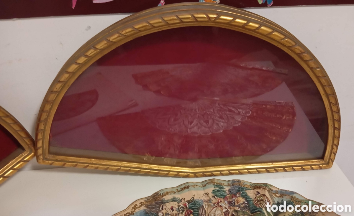 Antig&uuml;edades: Abaniqueras madera doradas - Foto 3