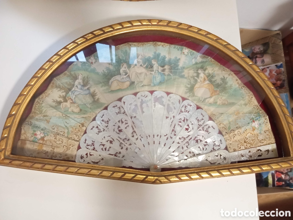 Antig&uuml;edades: Abaniqueras madera doradas - Foto 4