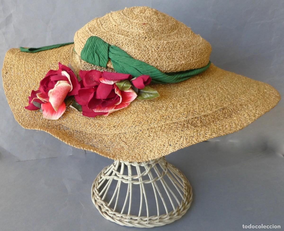 Antig&uuml;edades: ANTIGUO SOMBRERO DE RAFIA .- ALTA COSTURA