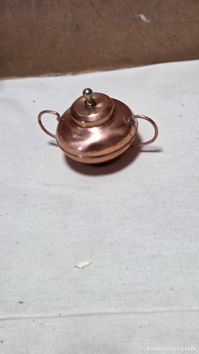 Antig&uuml;edades: mini azucarero de cobre rustico
