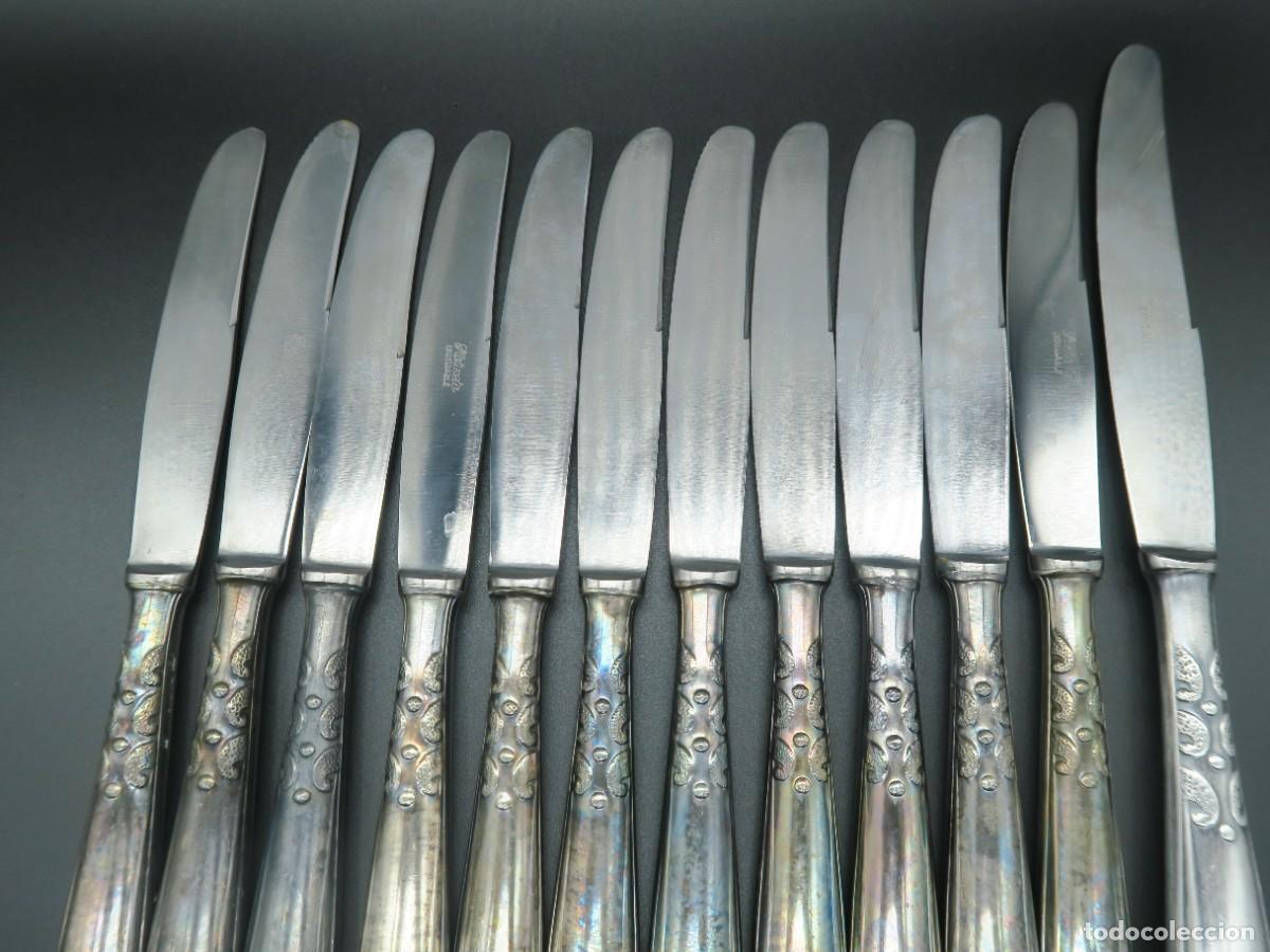 Antig&uuml;edades: JUEGO 11 CUCHILLOS ANTIGUOS PLATINETA INOX + 1 CUCHILLO MAYOR TAMA&Ntilde;O