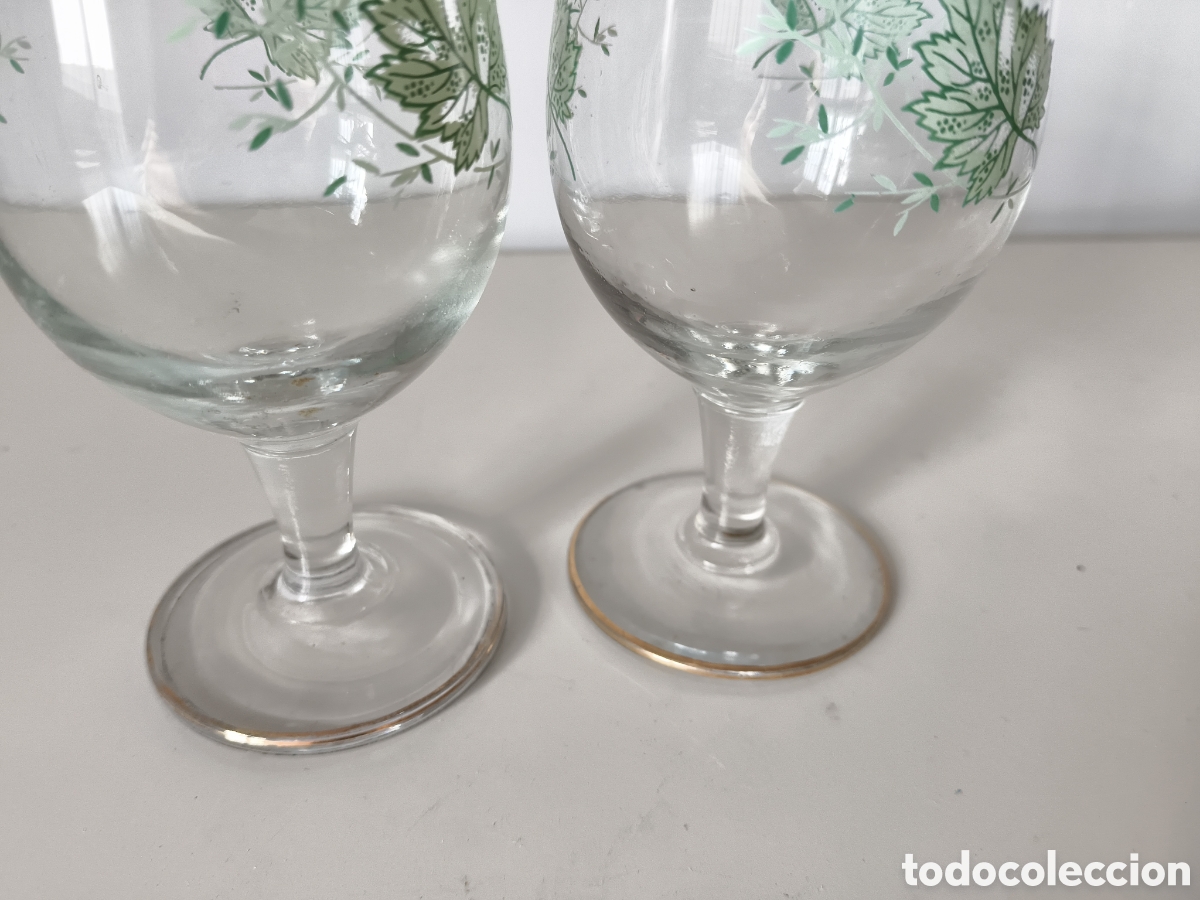 Antig&uuml;edades: 2 Copas antiguas con im&aacute;genes en verde - Foto 3