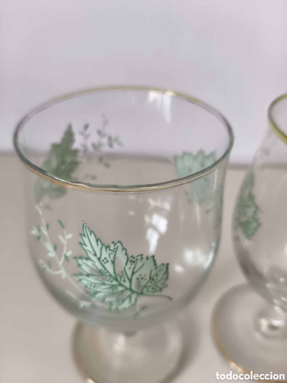 Antig&uuml;edades: 2 Copas antiguas con im&aacute;genes en verde - Foto 5