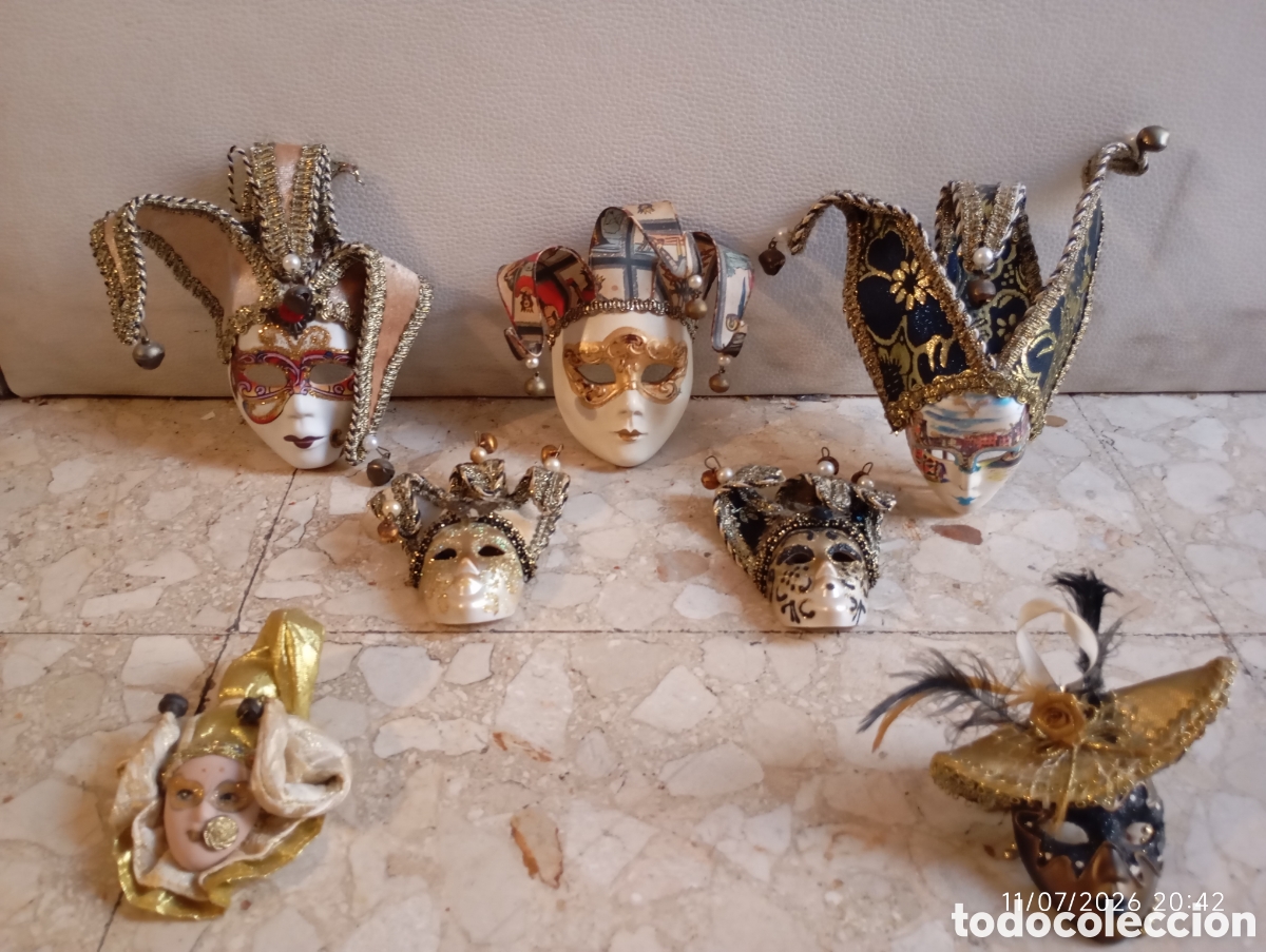 Antig&uuml;edades: 7x Beautiful Miniature Venetian Masquerade Masks