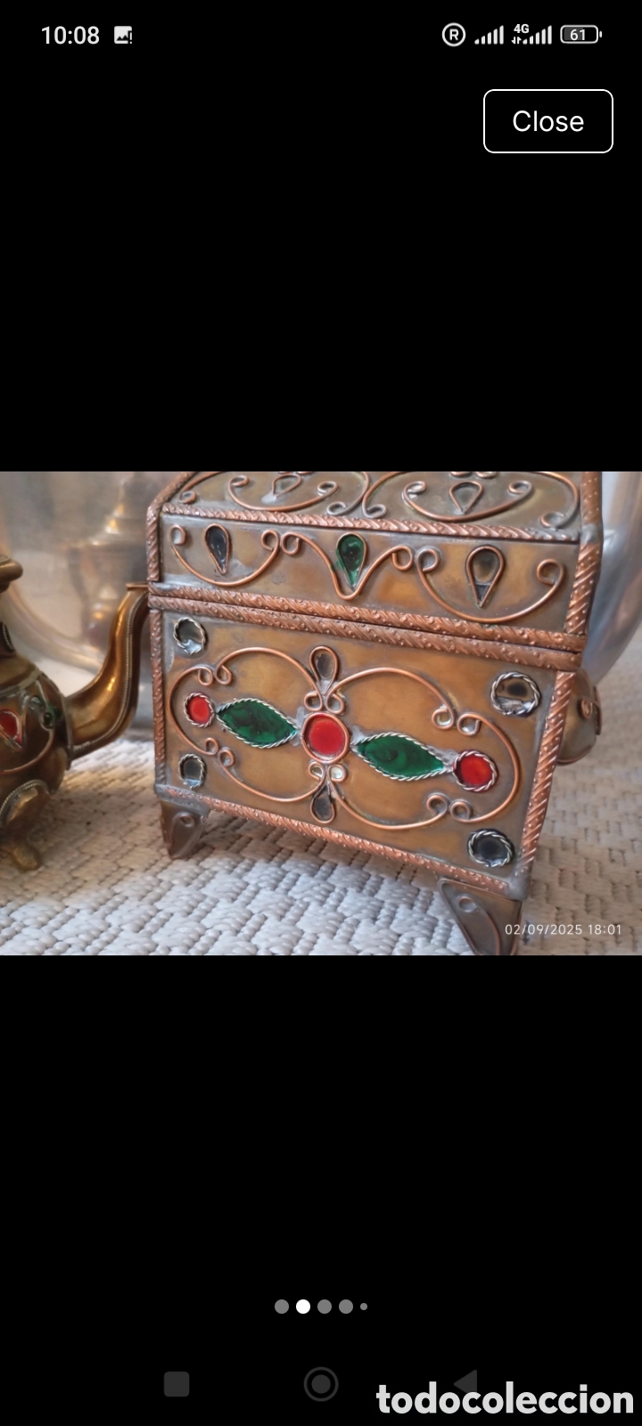 Antig&uuml;edades: Moroccan Copper Trinket Box and Teapot - Foto 7