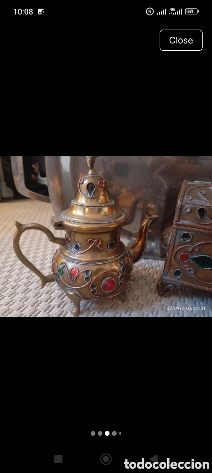 Antig&uuml;edades: Moroccan Copper Trinket Box and Teapot - Foto 5