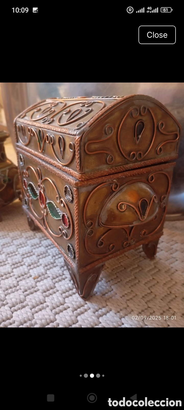 Antig&uuml;edades: Moroccan Copper Trinket Box and Teapot - Foto 3